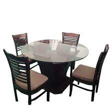 A round glass dining table is a great option if you prefer a clean, contemporary look and just need a table to fit a small space. Glass Round Shape Dining Table Set Rs 20000 Set Kadri Furniture Id 21092680197