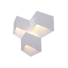Concise Modern Geometric Wall Mount Light Metal 3 Heads Led Wall Lamp In White For Living Room Takeluckhome Com