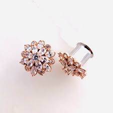 Rose Gold Cubic Zirconia Flower Bridal Formal Plugs Gauges 0g Etsy Rose Gold Bridal Plugs Formal Plugs