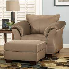 Modern accent swivel chairs for bedroom, set of 2. Signature Design By Ashley Darcy Mocha Contemporary Upholstered Chair And Ottoman With Tapered Legs Standard Furniture Chair Ottoman Sets