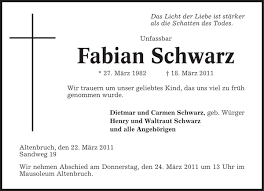 Fabian Schwarz : Traueranzeige - Cuxhavener Traueranzeigen ...