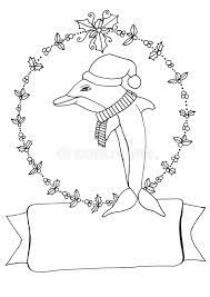 Free printable dolphin coloring pages for kids. Christmas Dolphin Coloring Page Stock Illustration Illustration Of Fantasy Holidays 134711824