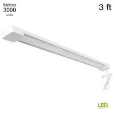 Commercial Electric 3 Ft 1 Light 30 Watt Equivalent White Integrated Utility Led Shop Light With Power Cord Shop 3x1 840 Hd The Home Depot Led Shop Lights Shop Lighting Portable Led Lights