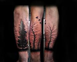 Free Hand Half Sleeve Trees Tattoo By Aaron Carey Of Ink Daddys In Salem Oregon Forest Tattoos Tattoos Nature Tattoos