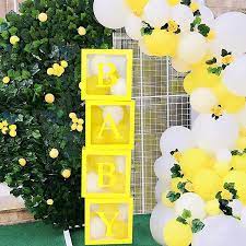 Check spelling or type a new query. Buy Baby Shower Boxes Birthday Party Decorations 4 Pcs Lemon Yellow Transparent Balloons Boxes With Baby Letters For Boys Girls Lemon Baby Shower Decorations Gender Reveal Bridal Showers Summer Birthday Party Backdrop Online