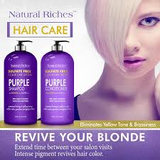 Yes, it really is purple. Buy Natural Riches Purple Shampoo And Conditioner Set Sulfate Free Salon Grade For Silver Blonde And Platinum Hair Removes Yellow Brass Tones Blonde Shampoo For Silver Grey Highlighted Hair 16x2 Fl