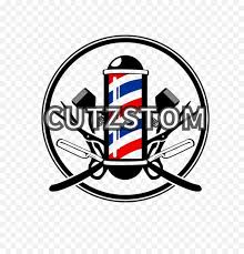 Styling chair illustration, barber chair barbershop, barber, furniture, text, hand png. Cutzstom Barber Logo Shop Logo Scissors And Clippers Png Free Transparent Png Images Pngaaa Com