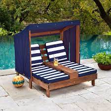 There's room for two friends to kick back and relax. Kidkraft Double Chaise Lounge Espresso Navy Outdoor Hideaway
