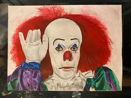 Prompt: Pennywise the Dancing Clown hyperdetailed detailed matte painting  WLOP Thomas Kinkade surrealism synthetism lyrical abstraction Marvel Comics  analogous colors