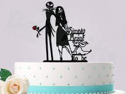 Jack And Sally Red Rose Simply Meant To Be With Zero Nightmare Before Christmas Inspired Event Wedding Cake Topper Nightmare Before Christmas Wedding Wedding Cake Toppers Wedding Cake Roses