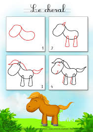 Monde Des Petits Tutoriel Video Comment Dessiner Un Cheval Facile A Dessiner Dessin Cheval Croquis, dessin, détails et couleur, tout est détaillé pour un dessin. comment dessiner un cheval facile a