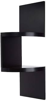 Black Corner Wall Shelf Small Corner Shelf Wall Mount Dvd Rack Mdf Wood Amazon In Home Kitchen