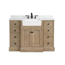 Farmhouse bathroom faucets are available in multiple shades, sizes, and finishes. Ari Kitchen And Bath Kelly 48 In Single Bath Vanity In Weathered Fir With Marble Vanity Top In Carrara White With White Farmhouse Basin Akb Kelly 48 Weathfir The Home Depot
