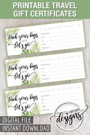 Travel Gift Certificate Printable Gift Of Travel Certificate Anniversary Wedding Gift Idea Birthday Gift Coupon Card Instant Download Printable Gift Certificate Travel Gift Cards Christmas Gift Certificate