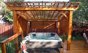 For saving sight lines around small spaces, sinking the hot tub in the deck area is an excellent idea. Inspiring Ideas For Beautiful Hot Tub Enclosures And Decors