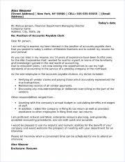 Accounts Payable Cover Letter Sample