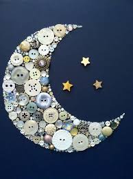 Button Art Moon And Stars Buttons Swarovski Crystals Button Crafts For Kids Button Art On Canvas Button Crafts