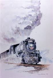 Pin By Drashti On Watercolor Autos And Other Forms Of Transporation Train Art Railroad Art Watercolor Paintings