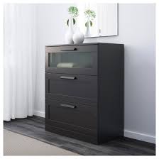 Brimnes 3 Drawer Chest Black Frosted Glass 30 3 4x37 3 8 Ikea Three Drawer Dresser 3 Drawer Chest Drawers