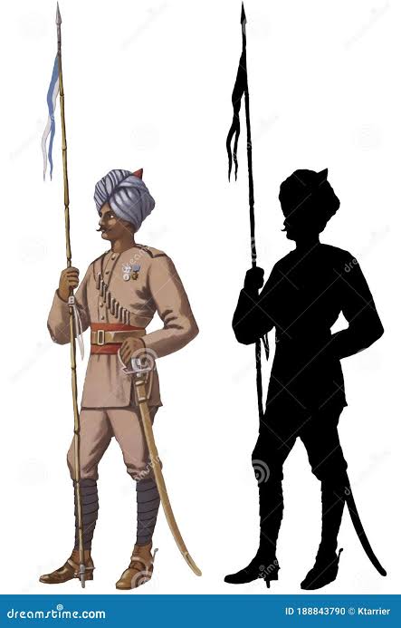 Historic Indian Army Uniform and Soldier. Digital Illustration Stock Illustration - Illustration of colonial, battle: 188843790