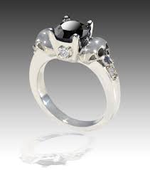 14k White Gold Black And White Diamond Skull Engagement Ring Skull Engagement Ring Skull Jewelry Skull Wedding Ring