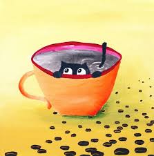 Asta Kundelytė Hide And Seek In The Coffee Cat Coffee Art Coffee Bean Art Coffee Painting
