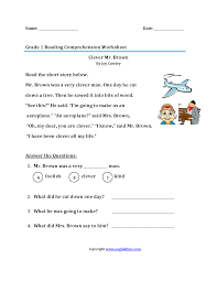 reading worksheets first grade reading worksheets