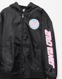 Santa Cruz Other Dot Girls Windbreaker Jacket Black 359946100 In 2021 Girls Windbreaker Trendy Hoodies Windbreaker Outfit