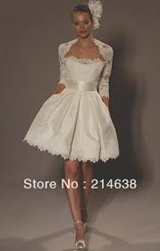 Long Sleeves Lace Jacket Short Wedding Dress Knee Length Appliqued Have A Pocket Custom Made O Short Wedding Dress Short Lace Wedding Dress Cheap Wedding Dress