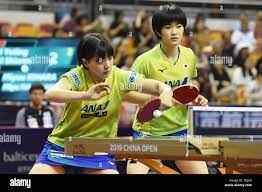 Shenzhen, China. 31st May, 2019. Miyu Nagasaki (JPN), Miyuu Kihara (JPN)  Table Tennis : The 2019 ITTF World Tour Platinum China Open Women's Doubles  Quarterfinal Match at Bao'an District Sports Center Gymnasium