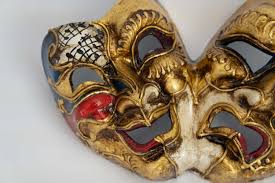 Rhinestone masquerade mask with pink ribbons. Small Comedy Tragedy Mask Fantasy