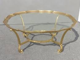Vintage French Provincial Brass Scalloped Top Glass Coffee Table Coffee Table Glass Coffee Table Glass Top Coffee Table