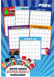 Free Superhero Calendar 2020 2021 Kids Calendar Kindergarten Calendar Preschool Calendar