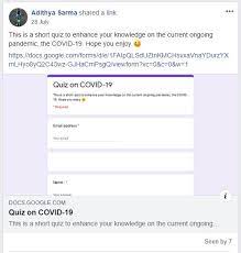 Create a new document and edit it with others at the same time — from your computer, phone or tablet. Covid 19 Quiz By Adithya Sarma Https Docs Google Com Forms D E 1faipqlsduztnkmchsvxavnaydurzyxmlh Self4society