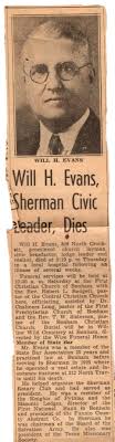 Memorial: Will H. Evans