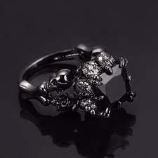 Skull Gold Filled Rhodium Plated Demon Princess 6mm Agate Zircon Women S Wedding Ring Punk Style Joyeria Gotica Anillos De Compromiso Joyas
