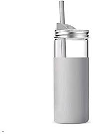 amazon com tronco 20 盎司 約597 9 毫升 硼矽酸鹽玻璃保溫杯 附不易碎的金屬梅森罐式蓋子和矽膠套和矽膠吸管2 件組 不含雙酚