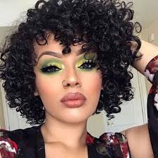 Loosely secure your curls with an elastic at the very top of your head, pull your hair forward, and let your curls hang freely over your face. Rebecca Short Curly Bob Wigs Human Hair Wigs For Black Women Peruvian Remy Loose Curly Human Hair Bangs Wig Bohemian Wave Nature Full Machine Wigs Aliexpress