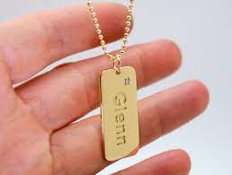 Engrave men's gold jewellery with your own special message for that personal touch. 18k Gold Dog Tag Necklace Custom Mens Necklace 18k Gold Mens Etsy