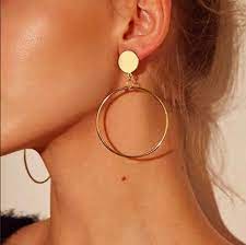 Extra large real gold filled round hoop earrings 14k gold layered (70mm x 3mm) $10.00. Simple Geo Hoop Earrings Statement Wedding Jewelry Large Drop Earrings Hanging Earrings