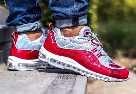 Supreme X Nike Air Max 98 Red Leather Patent Estsince85 1 Nike Air Max Sneakers Nike