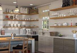 Using Floating Shelves In An Open Shelving Design Open Kitchen Shelves Shelving Design Open Shelving