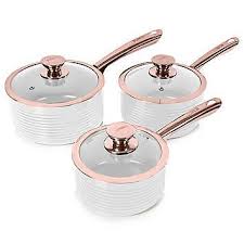Linear By Tower 3 Piece Pan Set Kaleidoscope Cookware Set Rose Gold Kitchen Ceramic Non Stick