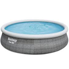 Bestway Ersatzpool Fast Set Pool 457x107 Cm Aufblasbar Ohne Zubehor Rund Grau Rattanoptik Ersatzpools Ersatzteile Bestwaystore De
