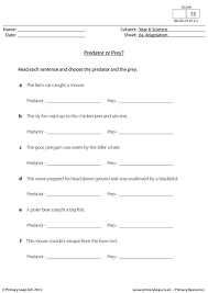 Science Predator Or Prey Worksheet Primaryleap Co Uk