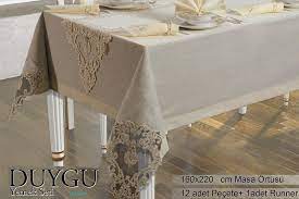 Ana sayfa mutfak masa örtüsü masa örtüsü runner set kanaviçe desenli. Duygu Masa Ortusu 26 Parca Cappucino Alkapida Com