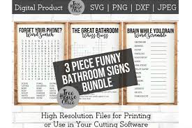 { this listing includes } (1) restroom symbol vinyl wall decal decal measures 10 tall by 10 wide free bathroom printables available for instant download! Funny Bathroom Signs Bundle Forget Phone Word Search Svg 438517 Cut Files Design Bundles