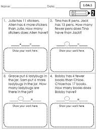 First Grade Common Core Math Assessment 1 Oa 1 Operations And Algebraic Math For First Graders First Grade Math Worksheets Math Assessment