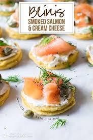 Keto Blinis With Smoked Salmon Low Carb Primal Smoked Salmon Recipes Smoked Salmon Salmon Cream Cheese