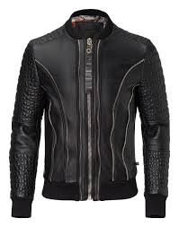 Leather Bomber Common New Arrivals Men Philipp Plein Mens Outdoor Jackets Mens Leather Bomber Jacket Leather Jacket Men